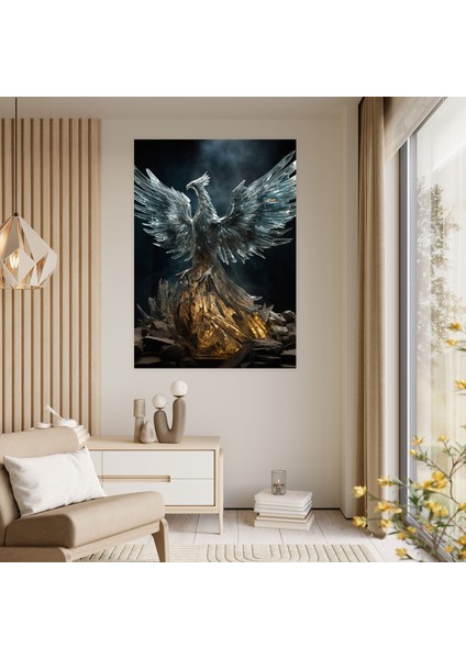 Gerçekçi Cam Heykel - Paramparça Anka Kuşu Kanvas Tablo - Gerçekçi Cam Heykel Kanvas Duvar Sanatı Yeniden Doğuş Parçalar fiyatları