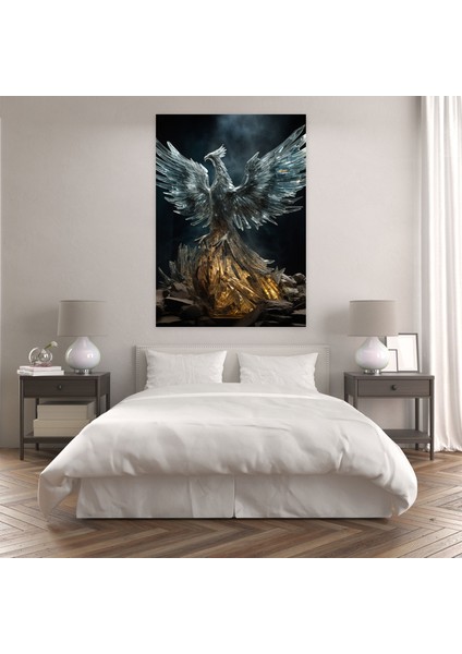 Gerçekçi Cam Heykel - Paramparça Anka Kuşu Kanvas Tablo - Gerçekçi Cam Heykel Kanvas Duvar Sanatı Yeniden Doğuş Parçalar modelleri