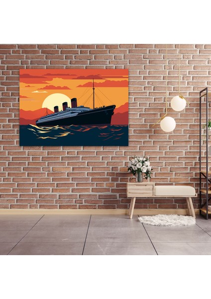 Titanik Minimalist Günbatımı Siluet Kanvas Tablo - Titanic Kanvas Duvar Sanatı Modern Estetik modelleri