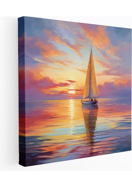 Seren Günbatımı - Denizcilik Duvar Dekoru - Kanvas Tablo - Sakin Deniz