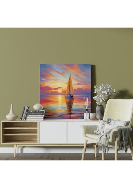 Seren Günbatımı - Denizcilik Duvar Dekoru - Kanvas Tablo - Sakin Deniz fiyatları