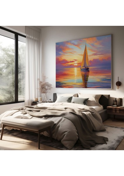 Seren Günbatımı - Denizcilik Duvar Dekoru - Kanvas Tablo - Sakin Deniz modelleri