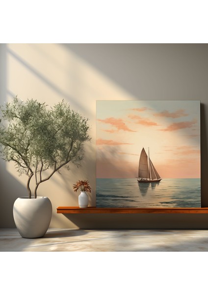 Retro Yelkenli Kanvas Tablo - Nostaljik Ufuk - Duvar Dekorasyonu - Yelkenli Duvar Sanatı Ev Dekorasyonu Gezgin Ruh modelleri