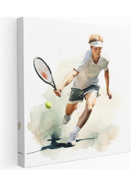 Hassas Darbeler Tenis Suluboya Kanvas Tablo