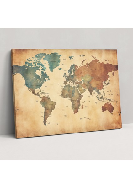 Eski Dünya Haritası Duvar Sanatı - Dünya Haritası Duvar Dekorasyonu Ev Dekorasyonu Kanvas