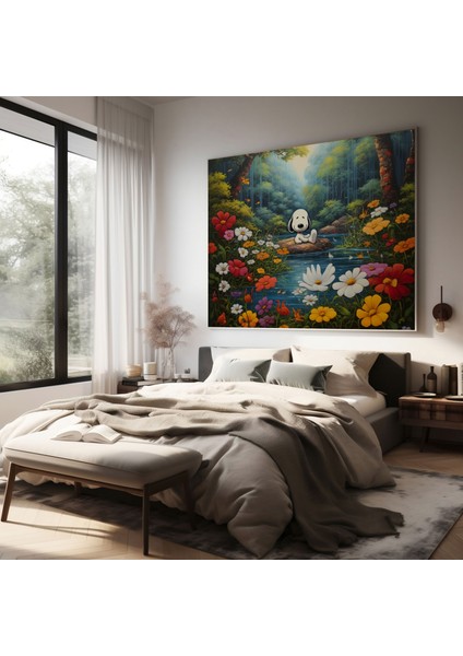 Snoopy Duvar Sanatı - Huzurlu Doğa Kanvas Tablo - Ev Dekorasyonu fiyatları