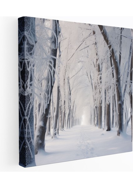 Kış Ormanı Duvar Sanatı - Kış Uzun Ağaçlar Saf Beyaz Kar