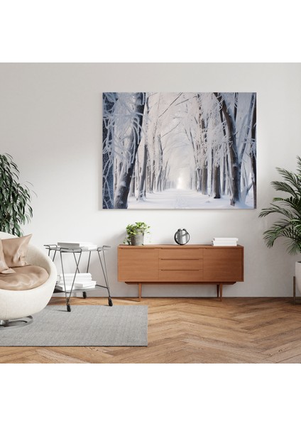 Kış Ormanı Duvar Sanatı - Kış Uzun Ağaçlar Saf Beyaz Kar fiyatları