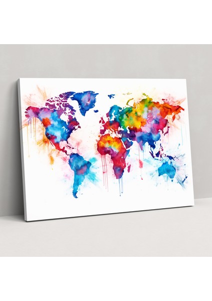 Sanatsal Dünya Haritası Duvar Dekorasyonu - Dünya Haritası Duvar Dekorasyonu Kanvas Tablo Sanatı Etkileyici