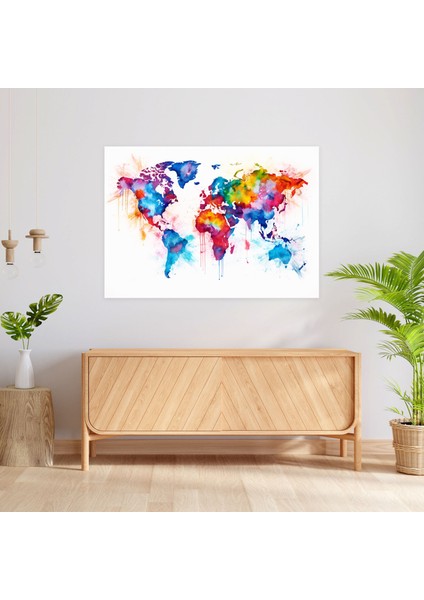 Sanatsal Dünya Haritası Duvar Dekorasyonu - Dünya Haritası Duvar Dekorasyonu Kanvas Tablo Sanatı Etkileyici modelleri