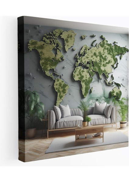 Dünya Haritası - Doğal Manzara Kanvas Tablo - Duvar Dekorasyonu Dünya Haritası Doğal Kanvas