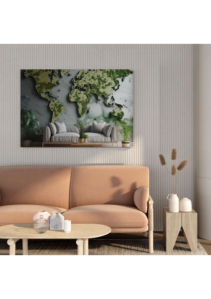 Dünya Haritası - Doğal Manzara Kanvas Tablo - Duvar Dekorasyonu Dünya Haritası Doğal Kanvas modelleri