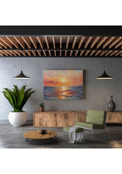 Deniz Manzaralı Duvar Dekorasyonu - Izlenimci Yağlı Boya Kanvas Tablo fiyatları