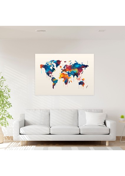 Dünya Haritası Duvar Sanatı - Soyut Geometrik Tasarım Duvar Dekorasyonu Dünya Haritası Duvar Sanatı fiyatları
