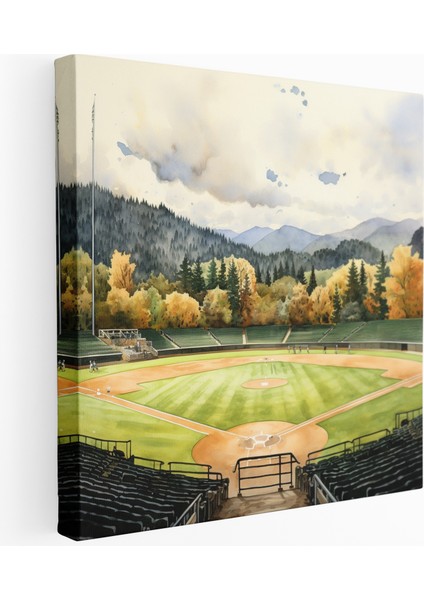 Sulu Boya Beyzbol Sahası Kanvas Tablo