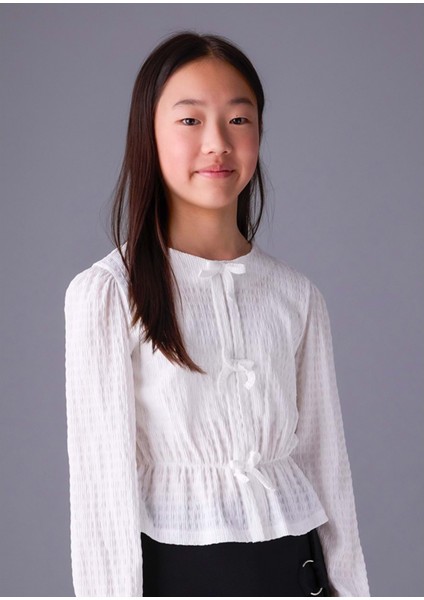 Kız Çocuk Kazak - Mayoral - Beyaz - 12 Yaş - 7032-BEYAZ-12 Yaş