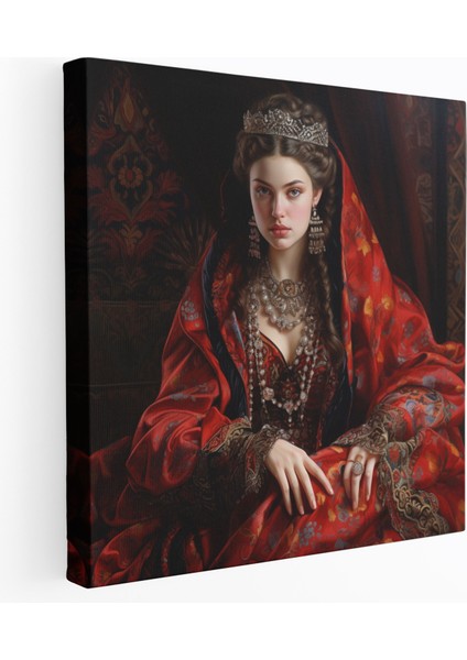 Rönesans Kanvas Tablo: Soylu Kadın Portresi - Rönesans Duvar Sanatı Yağlı Boya Duvar Dekorasyonu