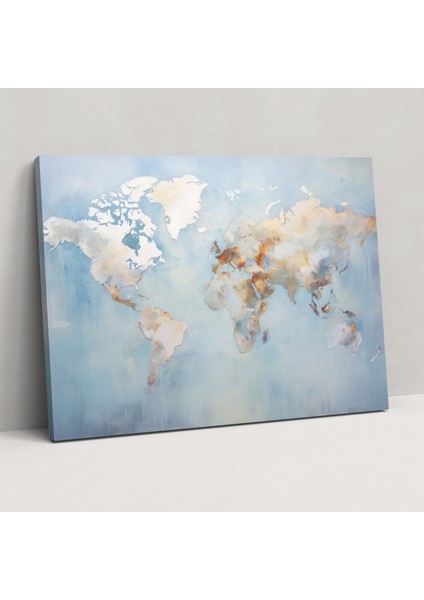Huzurlu Dünya Haritası Kanvas Tablo - Dünya Haritası Kanvas