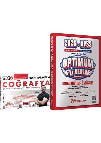 2026 Haritalarla Coğrafya Grafiklerle ve Fotoğraflarla 400 Haritalı Soru - Optimum 5 Deneme