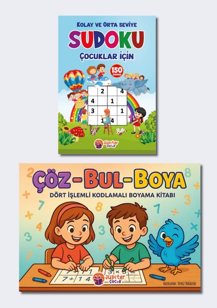 Sudoku ve Dört Işlem Kodlamalı Boyama Seti | 150 Sudoku + 24 Kodlamalı Tasarım | Zeka Geliştirici Etkinlikler | Çocuklar Için +6 Yaş
