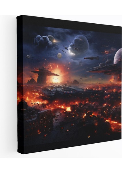 Yıldız Savaşları Duvar Sanatı - Galaktik Savaş Panoraması - Galaktik Imparatorluk Kanvas Tablo Duvar Dekorasyonu