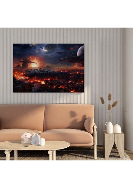 Yıldız Savaşları Duvar Sanatı - Galaktik Savaş Panoraması - Galaktik Imparatorluk Kanvas Tablo Duvar Dekorasyonu modelleri