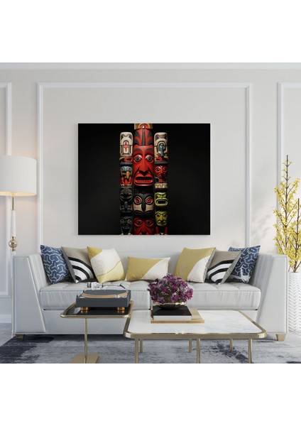 Kızılderili Duvar Sanatı - Efsanevi Totem Direği Kanvas Tablo - Kızılderili Totem Direği Hikaye Anlatımı modelleri