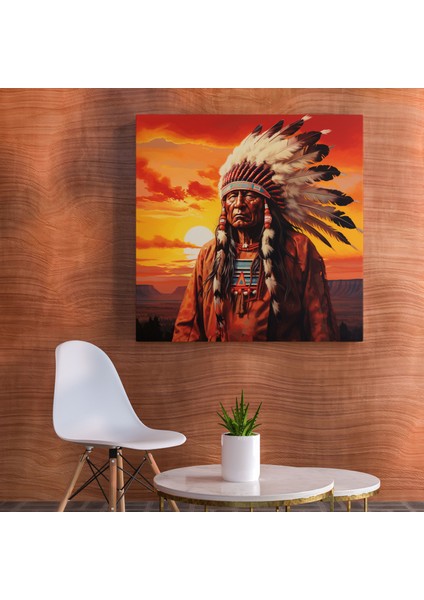 Majestic Kızılderili Şefi Manzara Kanvas Tablo - Büyüleyici Kızılderili Kültürü fiyatları
