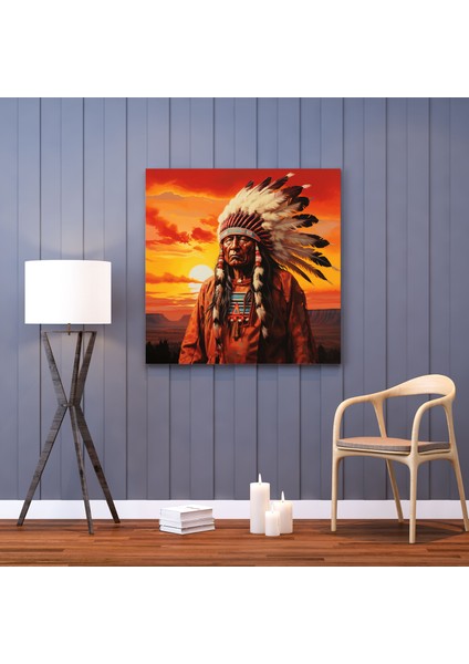 Majestic Kızılderili Şefi Manzara Kanvas Tablo - Büyüleyici Kızılderili Kültürü modelleri