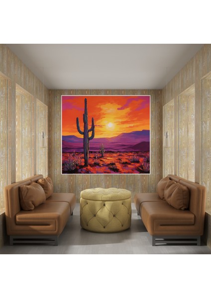 Alev Alev Günbatımı Kaktüs Ifadeci Kanvas Tablo fiyatları