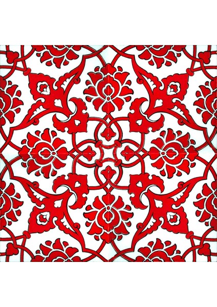 20x20 Cm SP 83 Kırmızı Beyaz İznik Rumi Desenli Çini Pano modelleri