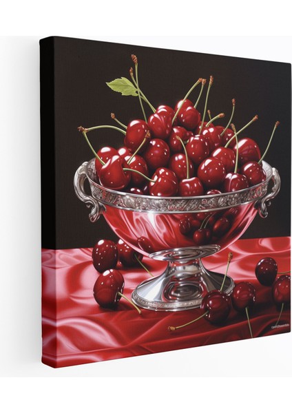 Canlı Kanvas Tablo - Kiraz Kasesi - Ev Dekorasyonu Kanvas Tablo