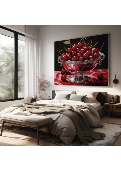 Canlı Kanvas Tablo - Kiraz Kasesi - Ev Dekorasyonu Kanvas Tablo fiyatları