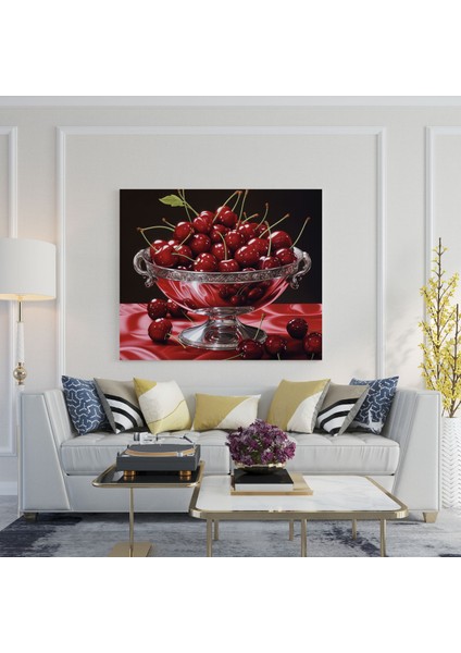 Canlı Kanvas Tablo - Kiraz Kasesi - Ev Dekorasyonu Kanvas Tablo modelleri
