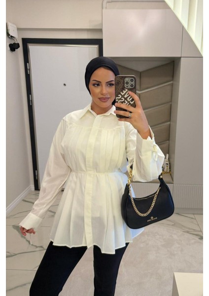 Kadın Sarı Plikaşe Kollu Gömlek fırsatları