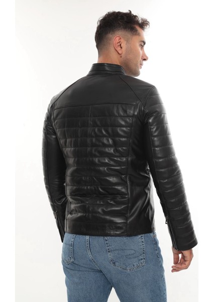 DERİMONTAYA %100 Hakiki Erkek Deri Mont Ceket Siyah Şişme fiyatları