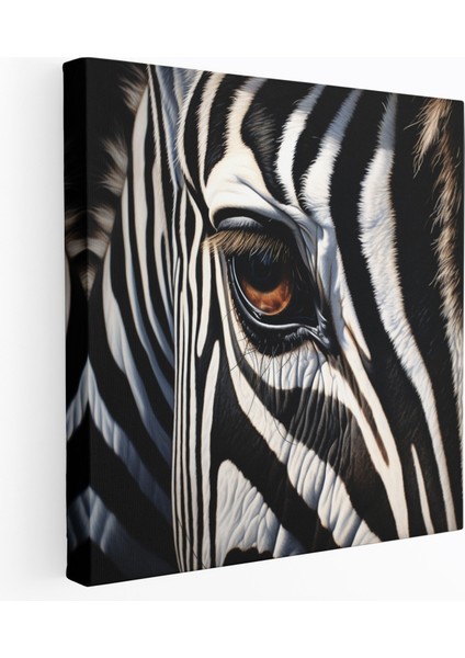 Gerçekçi Zebra Kanvas Tablo - Yağlı Boya Duvar Sanatı - Zebra Gerçekçi Işık ve Gölge Oyunu Kanvas
