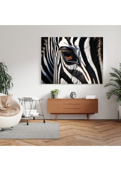 Gerçekçi Zebra Kanvas Tablo - Yağlı Boya Duvar Sanatı - Zebra Gerçekçi Işık ve Gölge Oyunu Kanvas fiyatları
