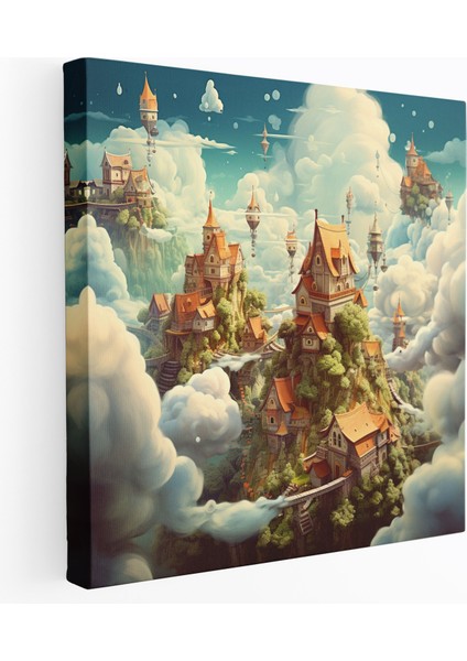 Büyülü Köy Kanvas Tablo - Köy Duvar Dekorasyonu Ev Dekorasyonu