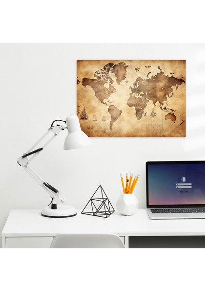 Retro Dünya Haritası Kanvas Tablo - Dünya Haritası Keşif Retro Tarih fiyatları
