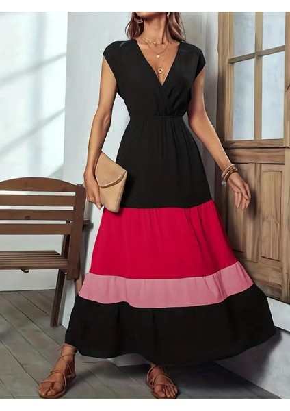 Kadın Kısa Kollu Kruvaze Yakalı Çok Renkli Aerobin Elbise indirimleri