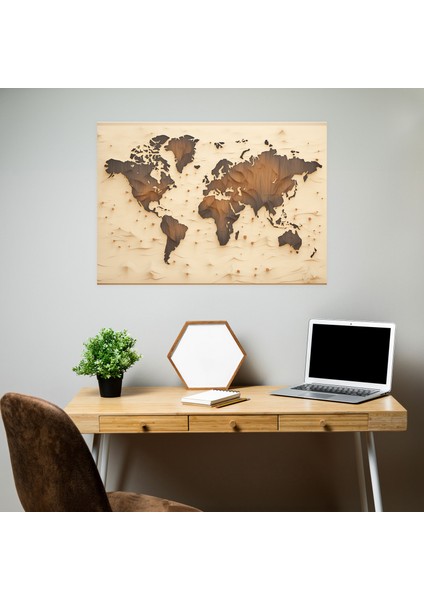 Iskandinav Dünya Haritası Duvar Süsü - Dünya Haritası Toprak Tonları Sade Tasarım Ev Dekorasyonu fiyatları