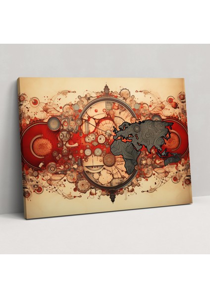 Mandala Dünya Haritası Duvar Süsü - Mandala Desenler Dünya Haritası Bağlantılılık