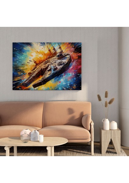 Star Wars Duvar Sanatı - Splash Art Millenium Falcon Kanvas Tablo - Ev Dekorasyonu Splash Art Boyama fiyatları
