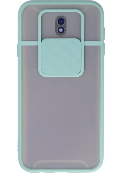 Samsung Galaxy J7 Pro / J730 Kılıf Palm Buzlu Kamera Sürgülü Silikon - Turkuaz - ASOY3109-3788