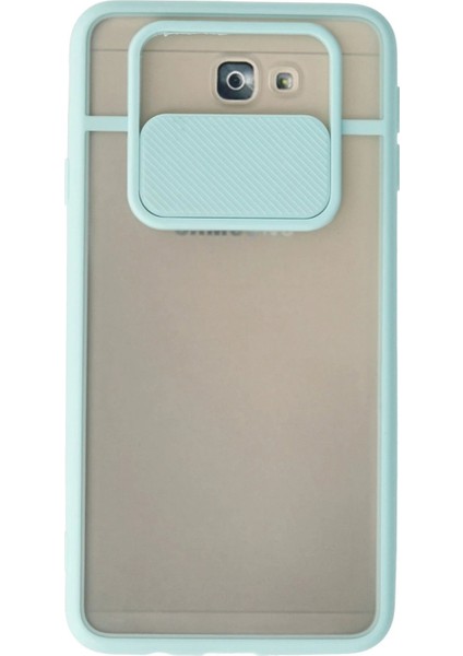Samsung Galaxy J7 Prime Kılıf Palm Buzlu Kamera Sürgülü Silikon - Turkuaz - ASOY5227-9083