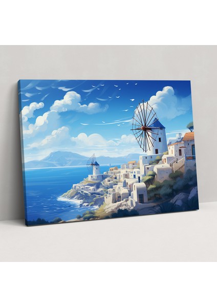 Santorini Kanvas Tablo - Ev Dekorasyonu Rüya Gibi Arka Plan