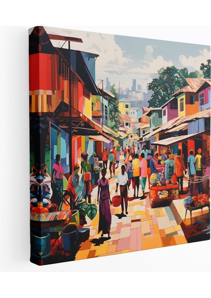 Canlı Pazar Köyü Kanvas Tablo - Pop Art Duvar Dekorasyonu