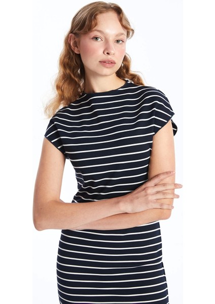 Lcw Vision Beyaz Dik Yaka Çizgili Kadın Elbise fiyatları