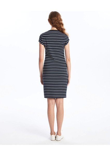 Lcw Vision Beyaz Dik Yaka Çizgili Kadın Elbise fırsatları